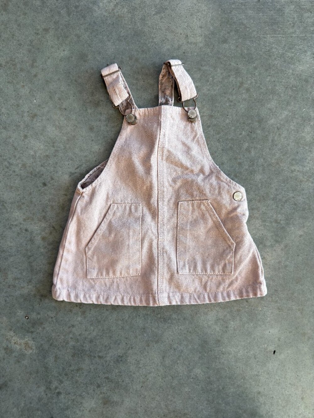 Zara Baby Girl Pink Denim Overall Shorts 9-12M Floral Lined Adjustable